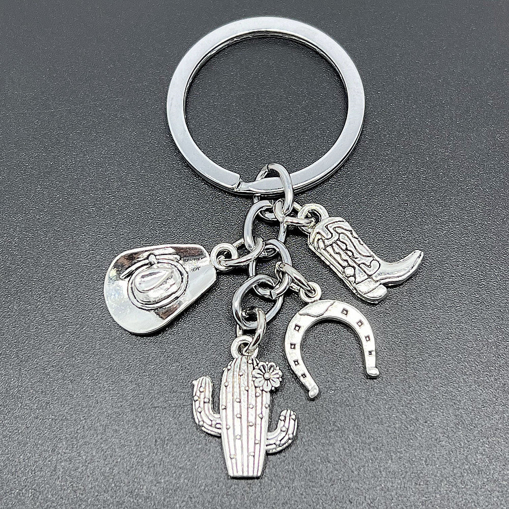 Wholesale Western Cowboy Theme Cactus Alloy Keychains